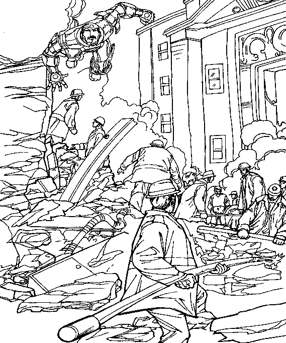 coloriage iron man aide les pompiers